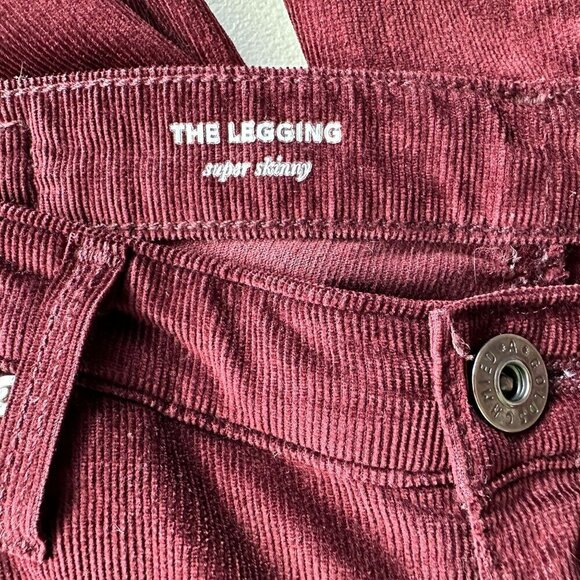 AG Adriano Goldschmied The Legging Super Skinny Maroon Corduroy Pants Womens 27 - Picture 8 of 9